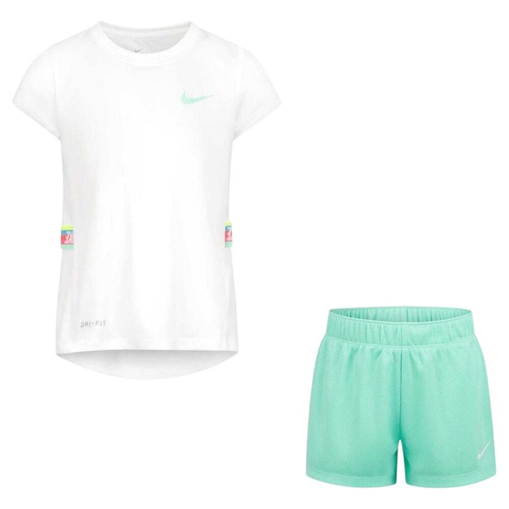 Nike Childrens/Kids Logo T-Shirt & Shorts Set / Green Glow